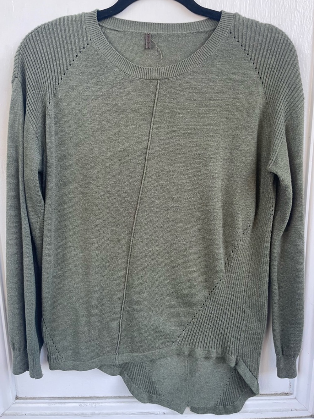 Poof! Women's Olive Green Scoop Neck Sweater